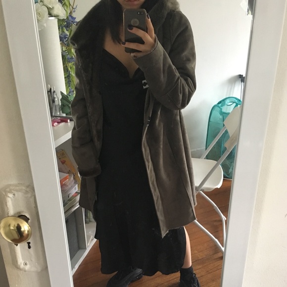 Calvin Klein Faux fur hood coat - Picture 1 of 3